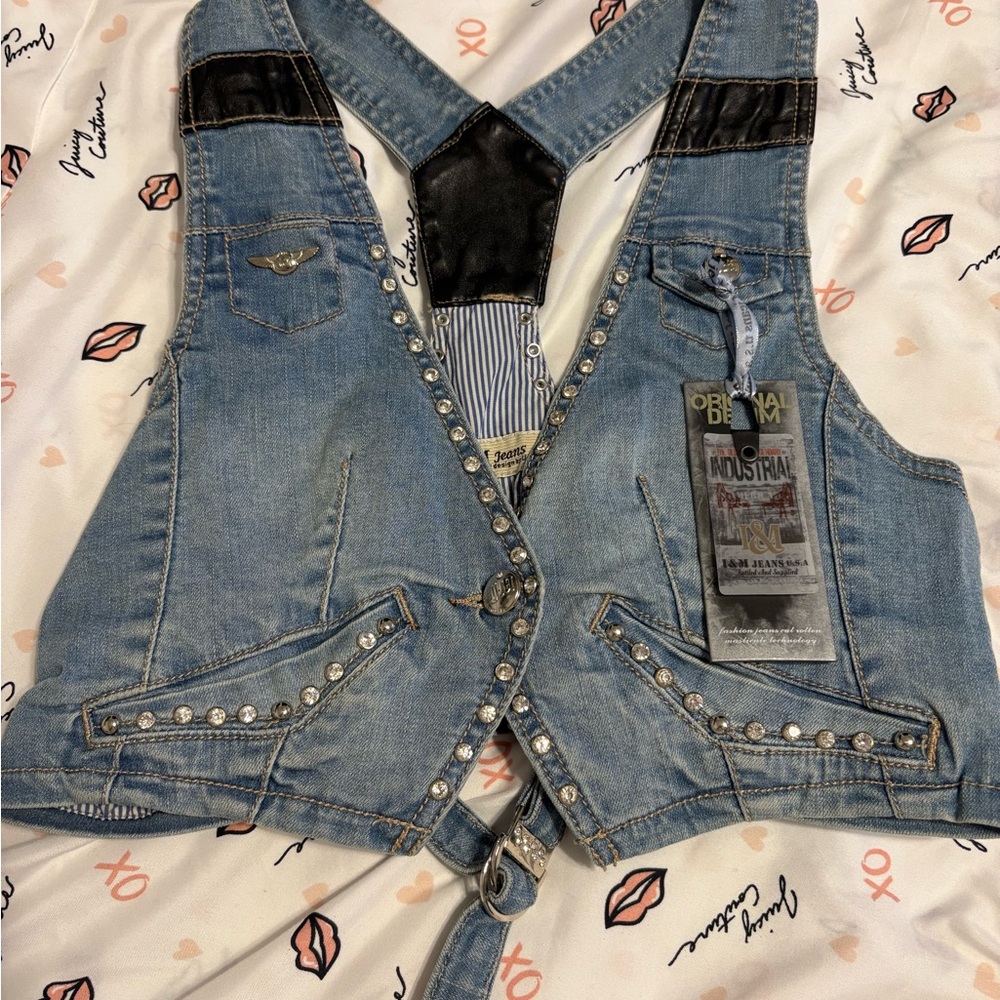 Denim Vest with Black Accents